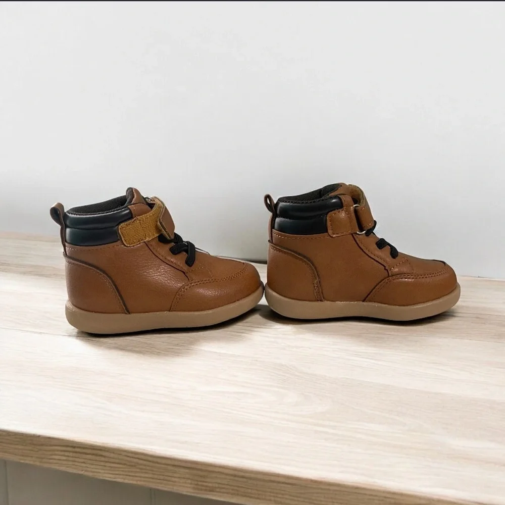 First Steps Kids Tan High-Top Boys Shoes